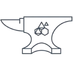 Minimalist line art icon of a blacksmith anvil representing traditional steel forging craftsmanship.